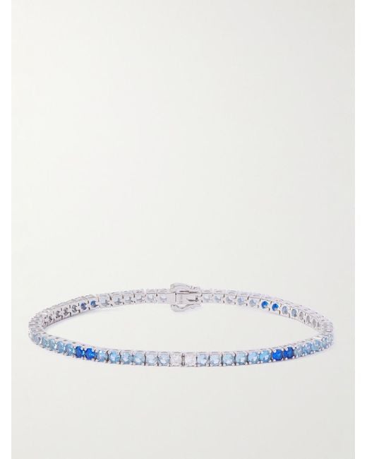 Hatton Labs Blue Silver Cubic Zirconia Tennis Bracelet for men
