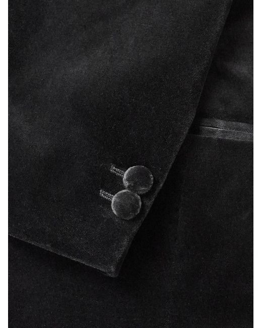 Mr P. Black Cotton-Blend Velvet Tuxedo Jacket for men