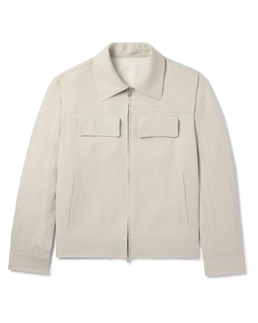 Lardini Natural Linen Zip-up Blouson Jacket for men