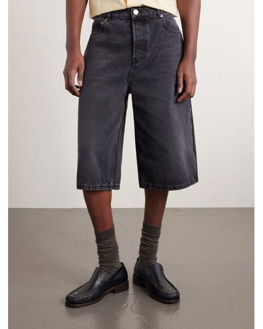 AMI Blue Straight-leg Denim Shorts for men