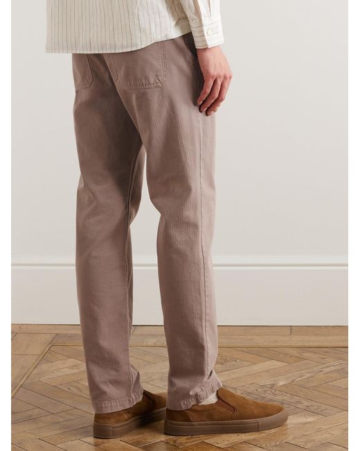 Mr P. Natural Straight-Leg Herringbone Cotton Trousers for men