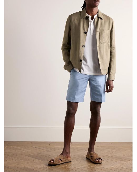 Incotex Blue Slim-fit Stretch-cotton Poplin Bermuda Shorts for men