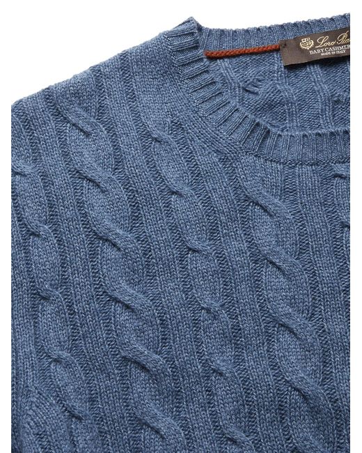 Loro Piana Blue Slim-Fit Cable-Knit Baby Cashmere Sweater for men
