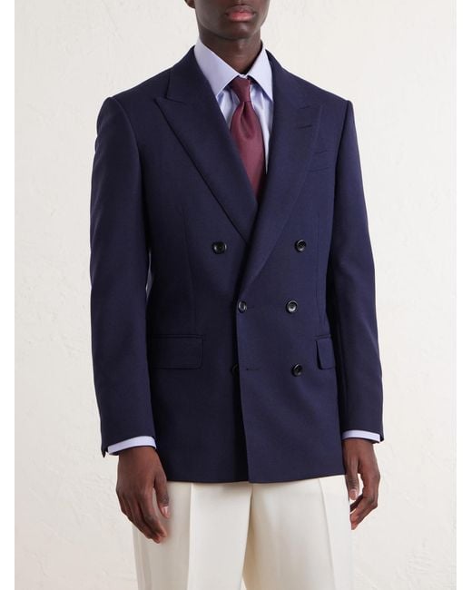 Tom Ford Blue Atticus Double-breasted Wool And Mohair-blend Blazer for men