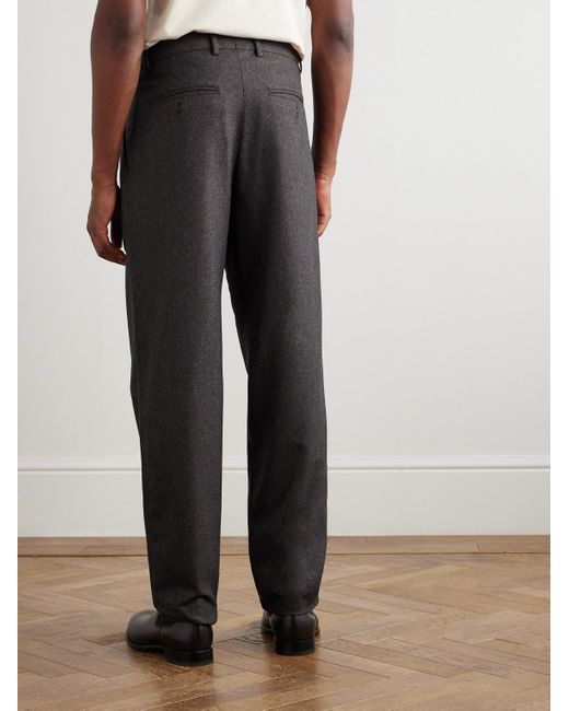 Brunello Cucinelli Gray Straight-Leg Pleated Virgin Wool-Flannel Trousers for men