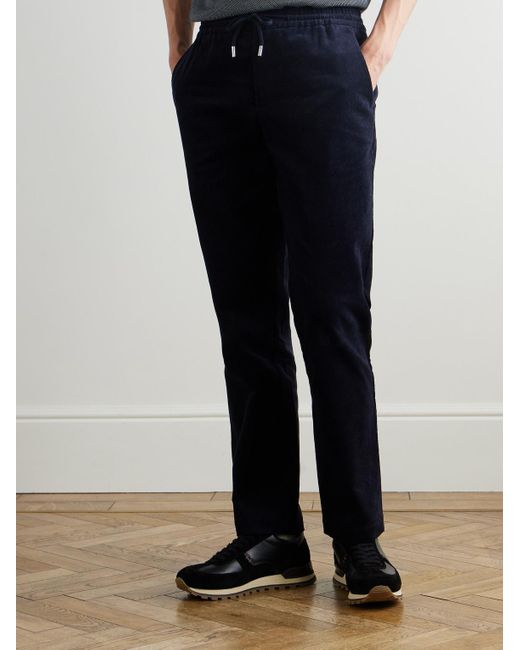 Mr P. Blue Edwin Tapered Cotton-corduroy Drawstring Trousers for men