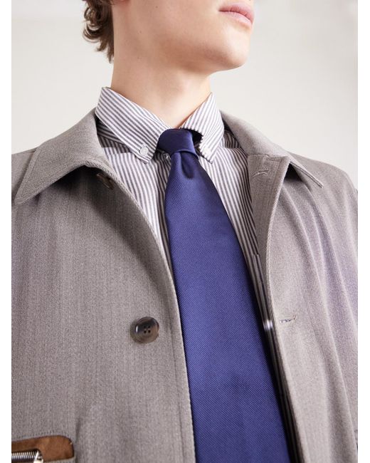 Dunhill White Striped Cotton And Cashmere-Blend Shirt for men