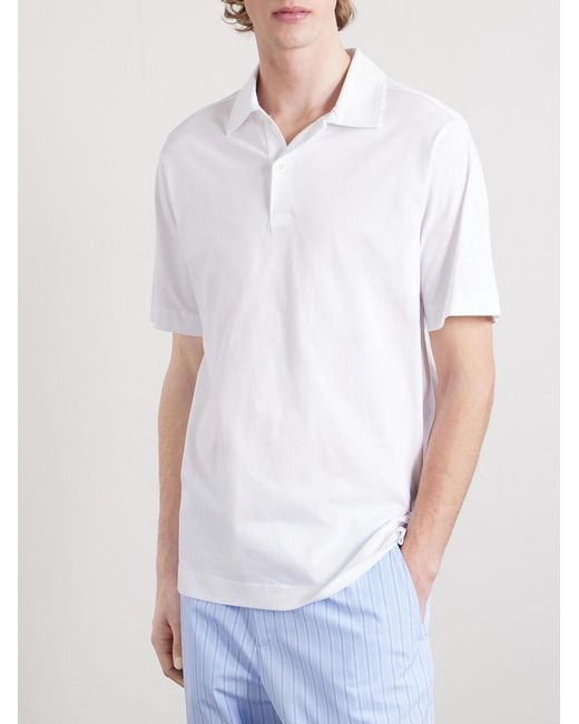 Dries Van Noten White Cotton-Jersey Polo Shirt for men
