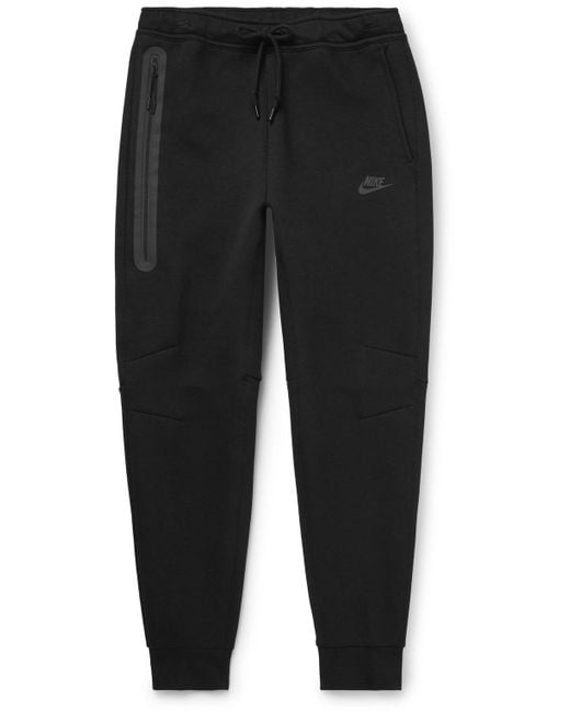 Nike Black Tapered Logo-print Cotton-blend Tech Fleece Sweatpants for men