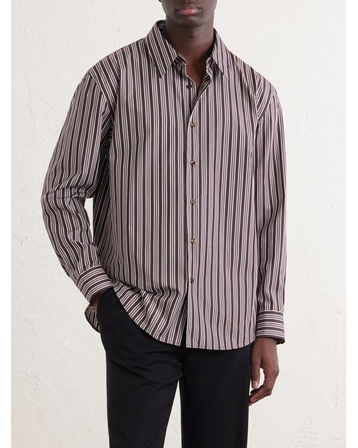Saint Laurent Brown Striped Cotton Shirt for men