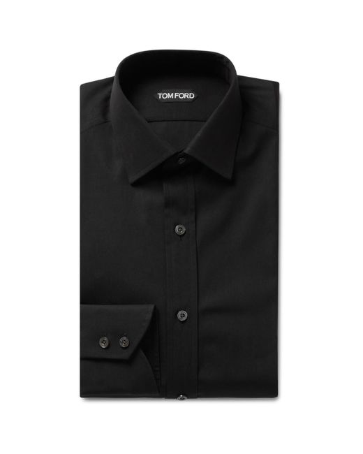 Tom Ford Black Slim-fit Cotton-poplin Shirt for men