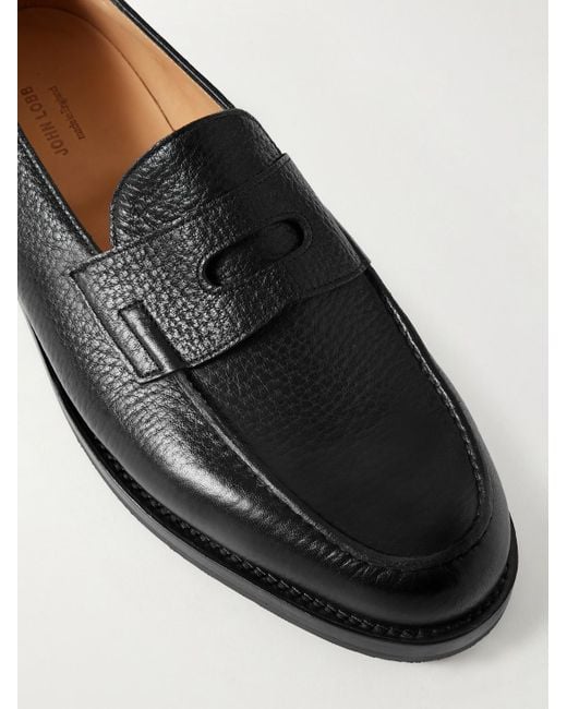 John Lobb Black Lopez Full-Grain Leather Penny Loafers for men