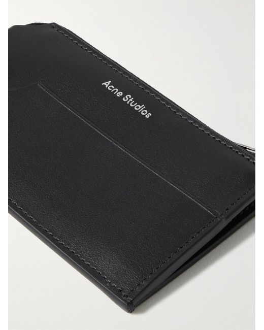 Acne Black Logo-Print Leather Zip-Around Wallet for men