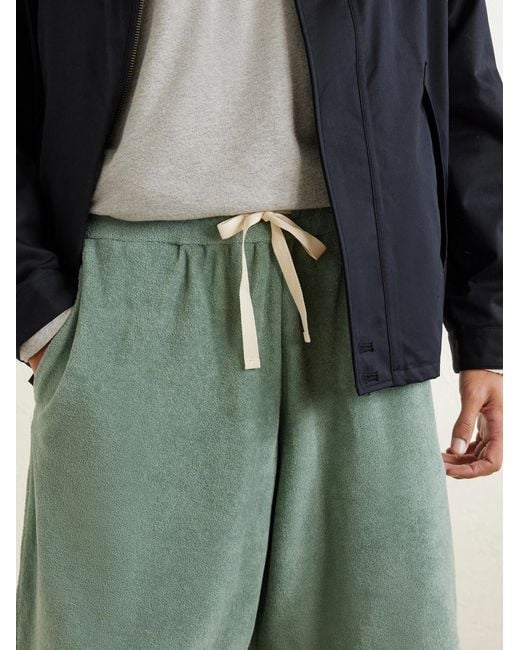 Jil Sander Green Straight-Leg Cotton-Terry Drawstring Shorts for men