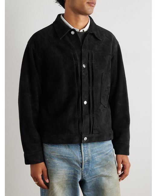 A.PRESSE Black 1st Type Suede Jacket for men