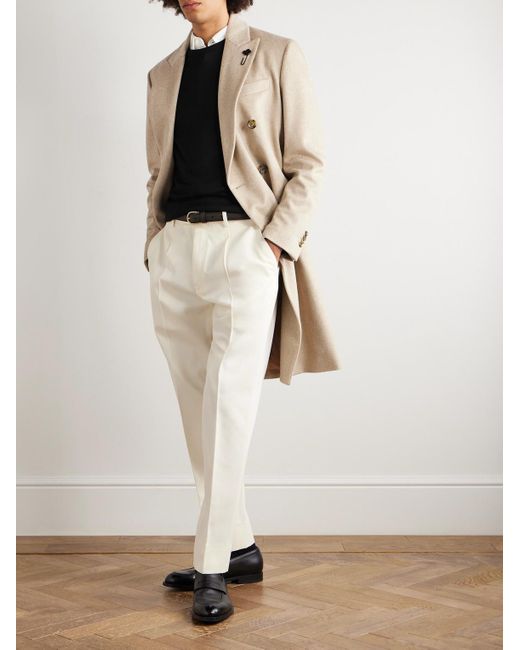 Zegna Natural Straight-Leg Cotton And Wool-Blend Trousers for men