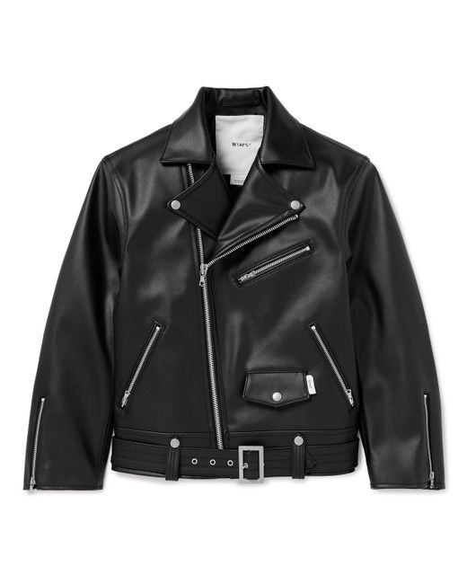 (w)taps Black Faux Leather Jacket for men