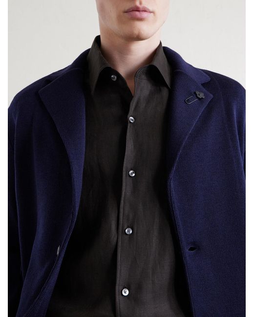 Lardini Blue Knitted Virgin Wool Blazer for men