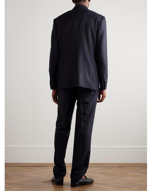 Lardini Blue Double-Breasted Striped Wool Suit for men