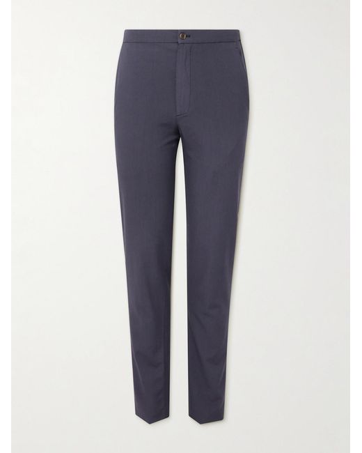 Boglioli Blue Tapered Virgin Wool-Twill Trousers for men
