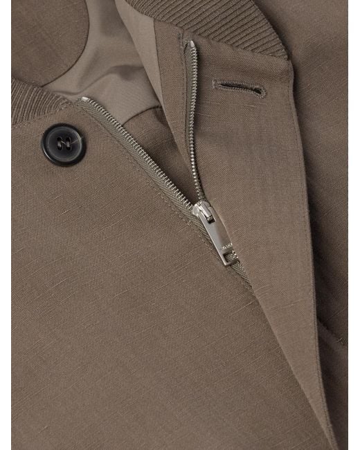 Zegna Brown Silk And Linen-blend Bomber Jacket for men