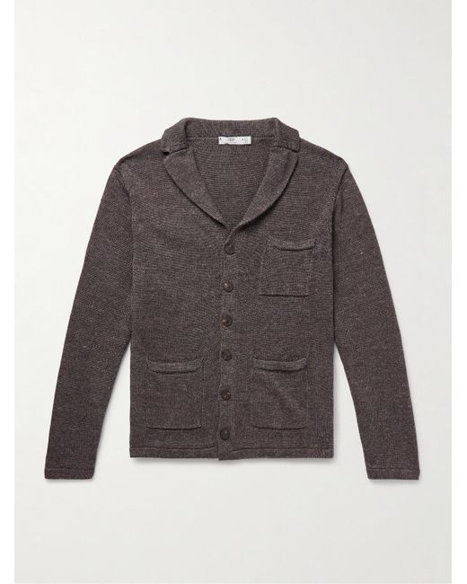 Inis Meáin Gray Pub Jacket Linen Cardigan for men