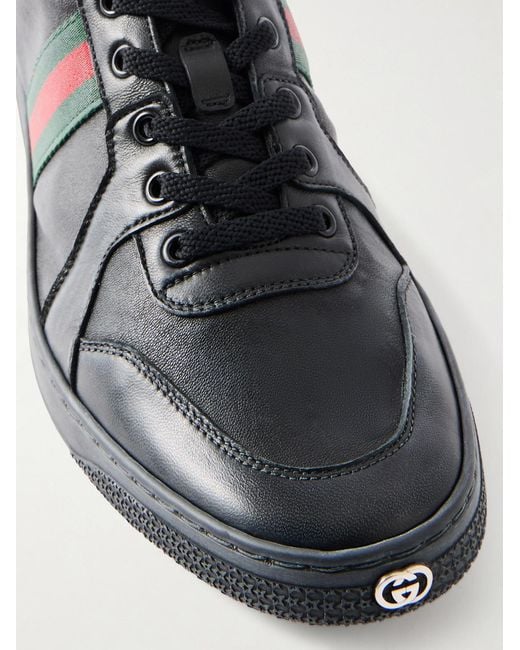 Gucci Blue Coda Webbing-Trimmed Leather Sneakers for men