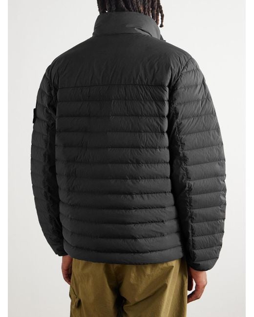Stone Island Daunenjacke aus gestepptem Shell mit kurzem Reißverschluss und Logodetail in Black für Herren