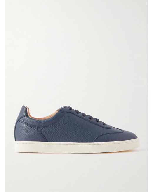 Brunello Cucinelli Blue Full-grain Leather Sneakers for men