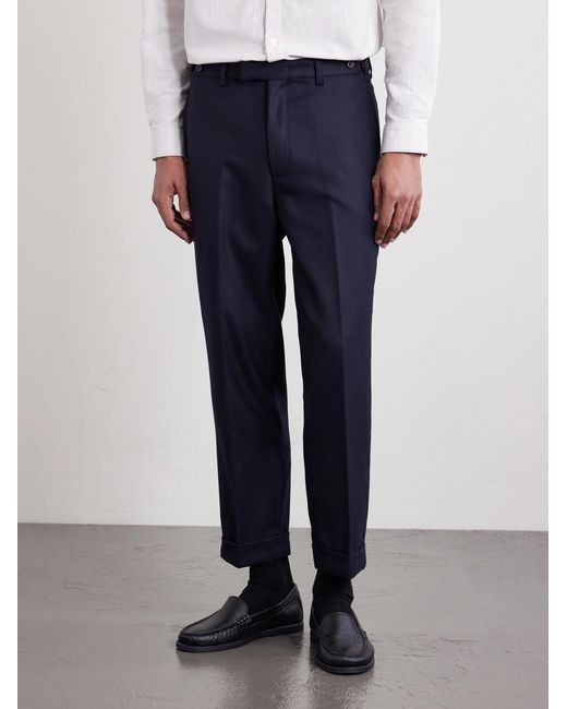 Beams Plus Blue Ivy Cropped Tapered Brushed Wool-blend Twill Suit Trousers for men