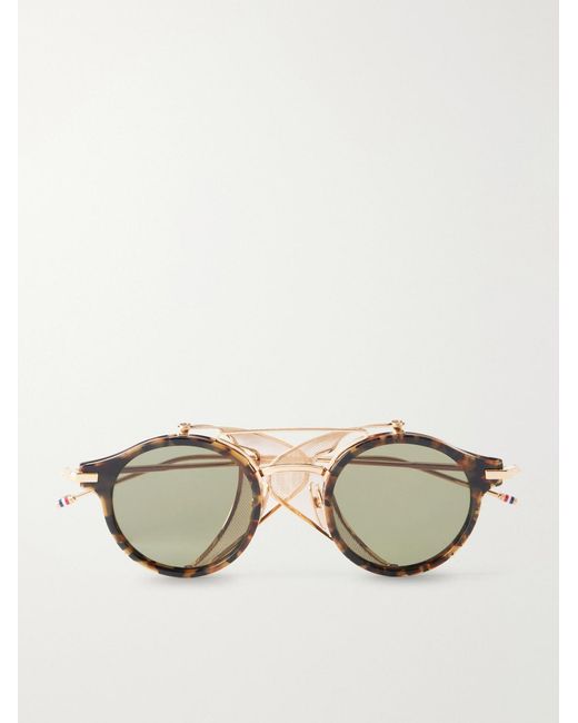 Thom Browne Natural Round-Frame-Tone Titanium And Tortoiseshell Acetate Sunglasses for men