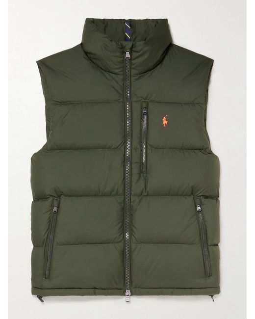 Polo Ralph Lauren Green Gorham Logo-Embroidered Quilted Padded Shell Down Gilet for men