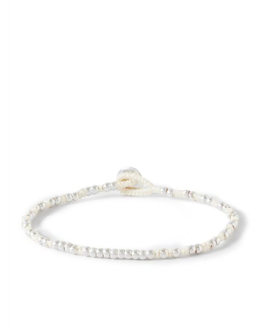 Mikia White Silver And Cord Bracelet for men