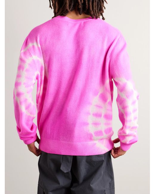 The Elder Statesman Pink Spiral City Tranquility Tie-dyed Cashmere Sweater for men