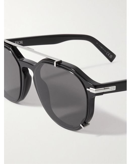 Dior Diorblacksuit Ri Round-frame Acetate And Silver-tone Sunglasses for men