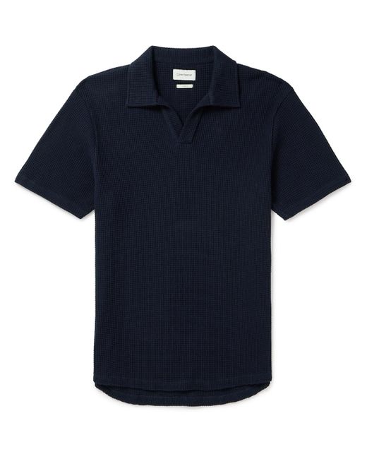 Oliver Spencer Blue Austell Waffle-knit Organic Cotton-blend Polo Shirt for men