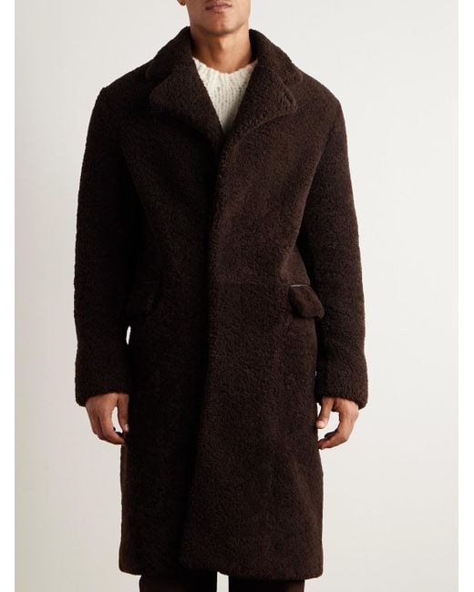 Gabriela Hearst Black Leather-Trimmed Shearling Car Coat for men