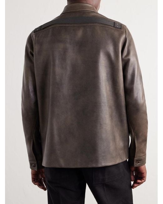 Rick Owens Brown Brad Leather Jacket for men