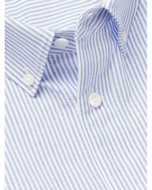 FRAME Blue Button-Down Collar Striped Cotton Shirt for men