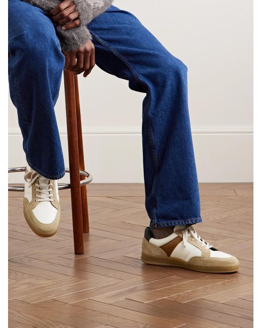 Mr P. Natural Colour-Block Suede And Leather Sneakers for men