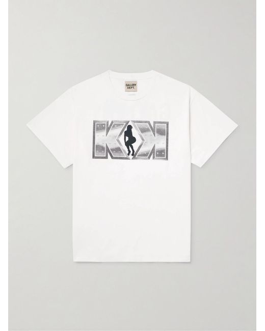 GALLERY DEPT. White Funky Ass Records Glittered Printed Cotton-jersey T-shirt for men