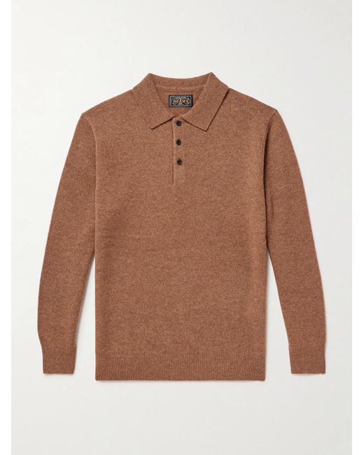 Beams Plus Brown Wool Polo Shirt for men