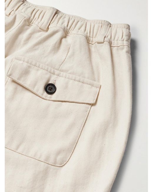 Oliver Spencer Natural Slim-fit Straight-leg Herringbone Cotton Trousers for men