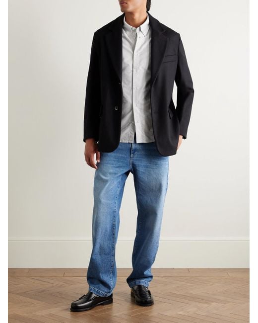 A.P.C. Greg gestreiftes Hemd aus Baumwoll-Oxford mit Button-Down-Kragen in White für Herren