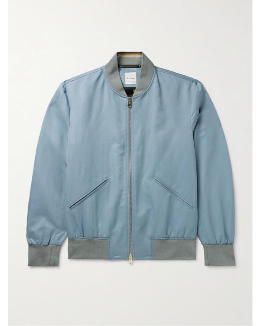 Paul Smith Blue Cotton And Ramie-blend Bomber Jacket for men