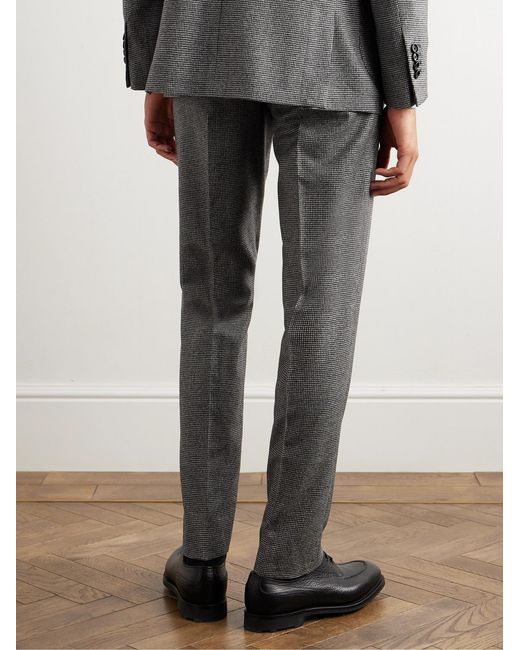 Lardini Gray Slim-Fit Straight-Leg Houndstooth Wool And Cashmere-Blend Suit Trousers for men
