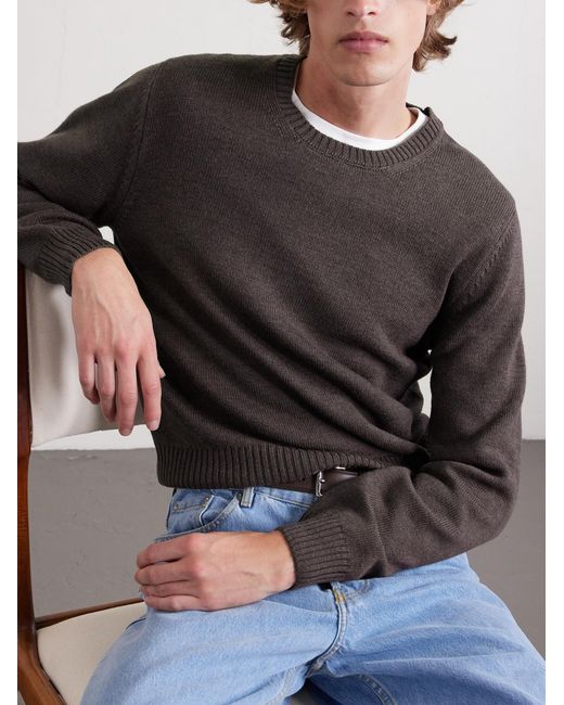 J. Mueser Gray Merino Wool Sweater for men