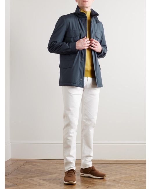 Loro Piana Blue Traveller Windmate Storm System Shell Hooded Field Jacket for men