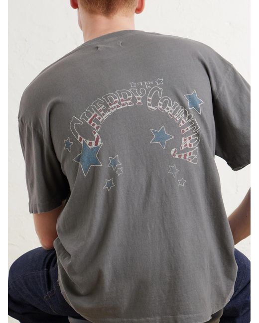 CHERRY LA Gray Printed Cotton-Jersey T-Shirt for men