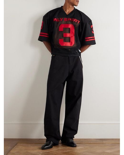 Willy Chavarria Red Willy Football Appliquéd Mesh T-shirt for men
